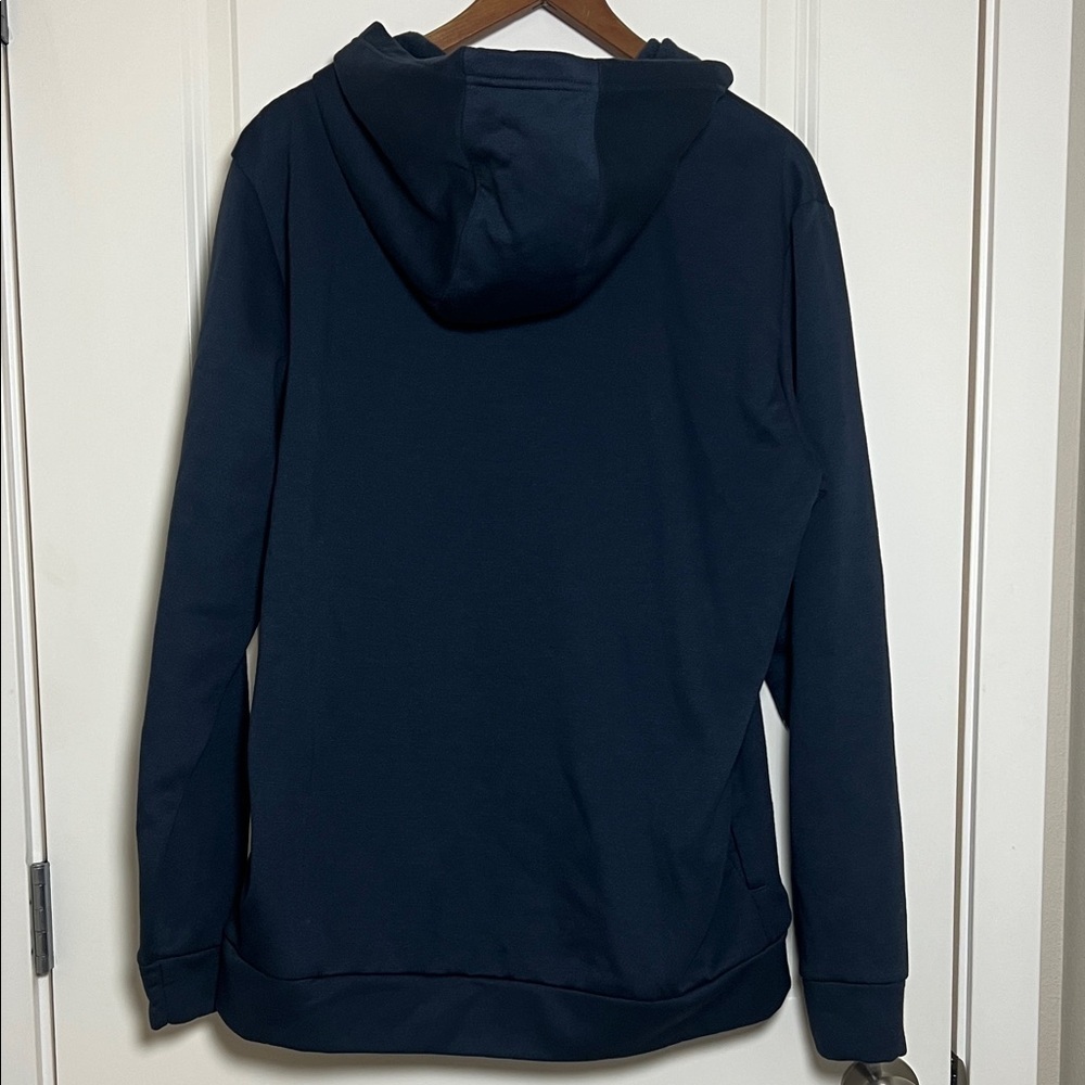 Adidas Sweatshirt Navy Blue Hoodie Chest Zipper Pocket Large - Picture 6 of 7